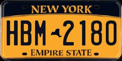 NY license plate HBM2180