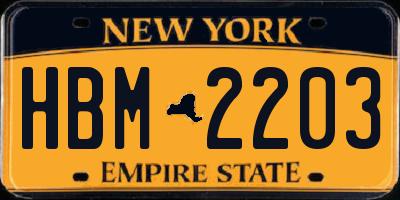 NY license plate HBM2203