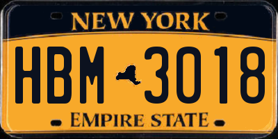 NY license plate HBM3018