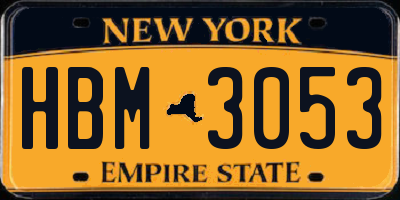 NY license plate HBM3053