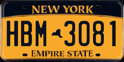 NY license plate HBM3081