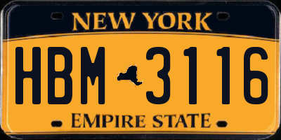 NY license plate HBM3116