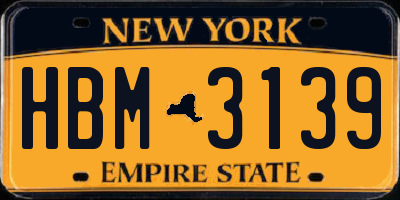 NY license plate HBM3139