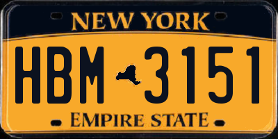 NY license plate HBM3151
