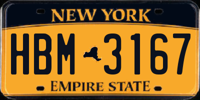 NY license plate HBM3167