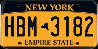 NY license plate HBM3182