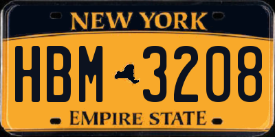 NY license plate HBM3208