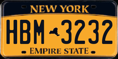 NY license plate HBM3232