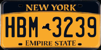 NY license plate HBM3239