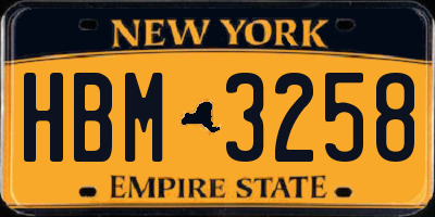 NY license plate HBM3258