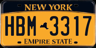 NY license plate HBM3317