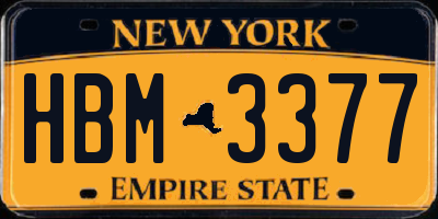 NY license plate HBM3377