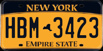 NY license plate HBM3423