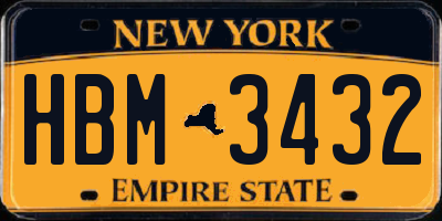 NY license plate HBM3432