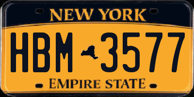 NY license plate HBM3577