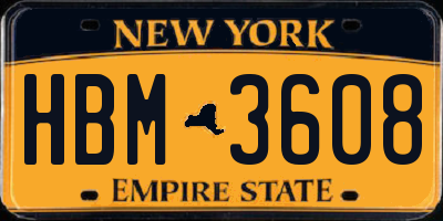 NY license plate HBM3608