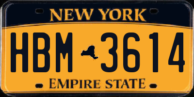 NY license plate HBM3614