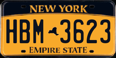 NY license plate HBM3623