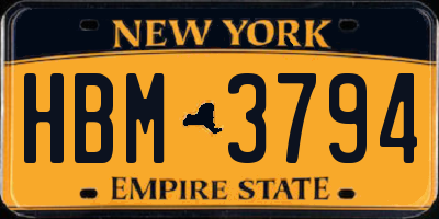 NY license plate HBM3794