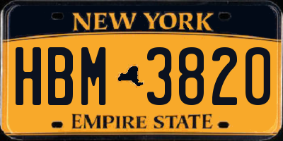 NY license plate HBM3820