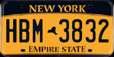 NY license plate HBM3832