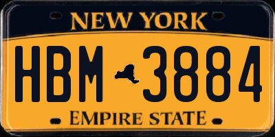 NY license plate HBM3884