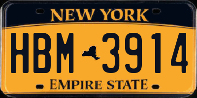 NY license plate HBM3914