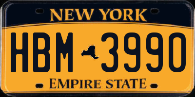 NY license plate HBM3990