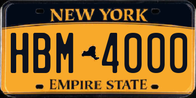 NY license plate HBM4000