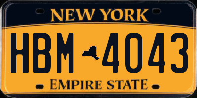 NY license plate HBM4043