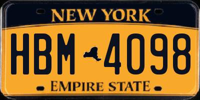 NY license plate HBM4098