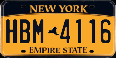 NY license plate HBM4116