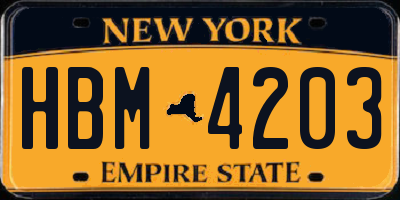 NY license plate HBM4203