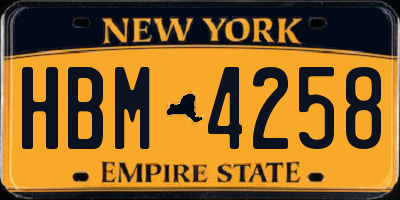 NY license plate HBM4258