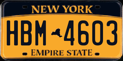 NY license plate HBM4603