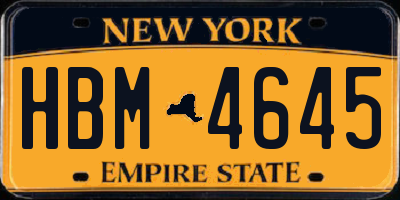 NY license plate HBM4645