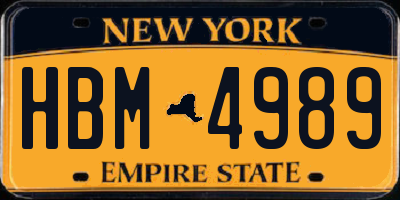 NY license plate HBM4989