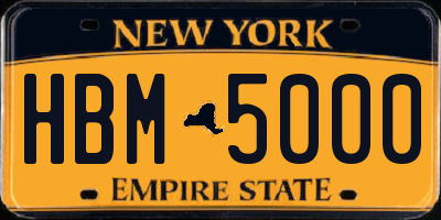 NY license plate HBM5000