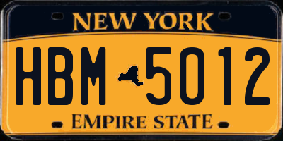 NY license plate HBM5012