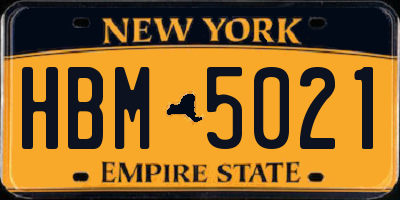 NY license plate HBM5021