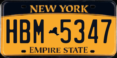 NY license plate HBM5347