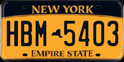 NY license plate HBM5403
