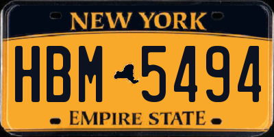 NY license plate HBM5494