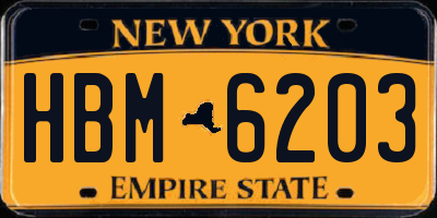 NY license plate HBM6203