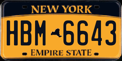 NY license plate HBM6643