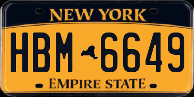 NY license plate HBM6649