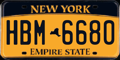 NY license plate HBM6680