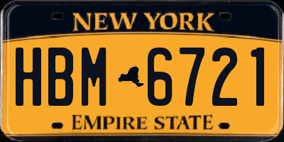 NY license plate HBM6721