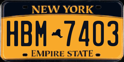 NY license plate HBM7403