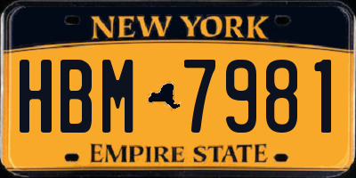 NY license plate HBM7981